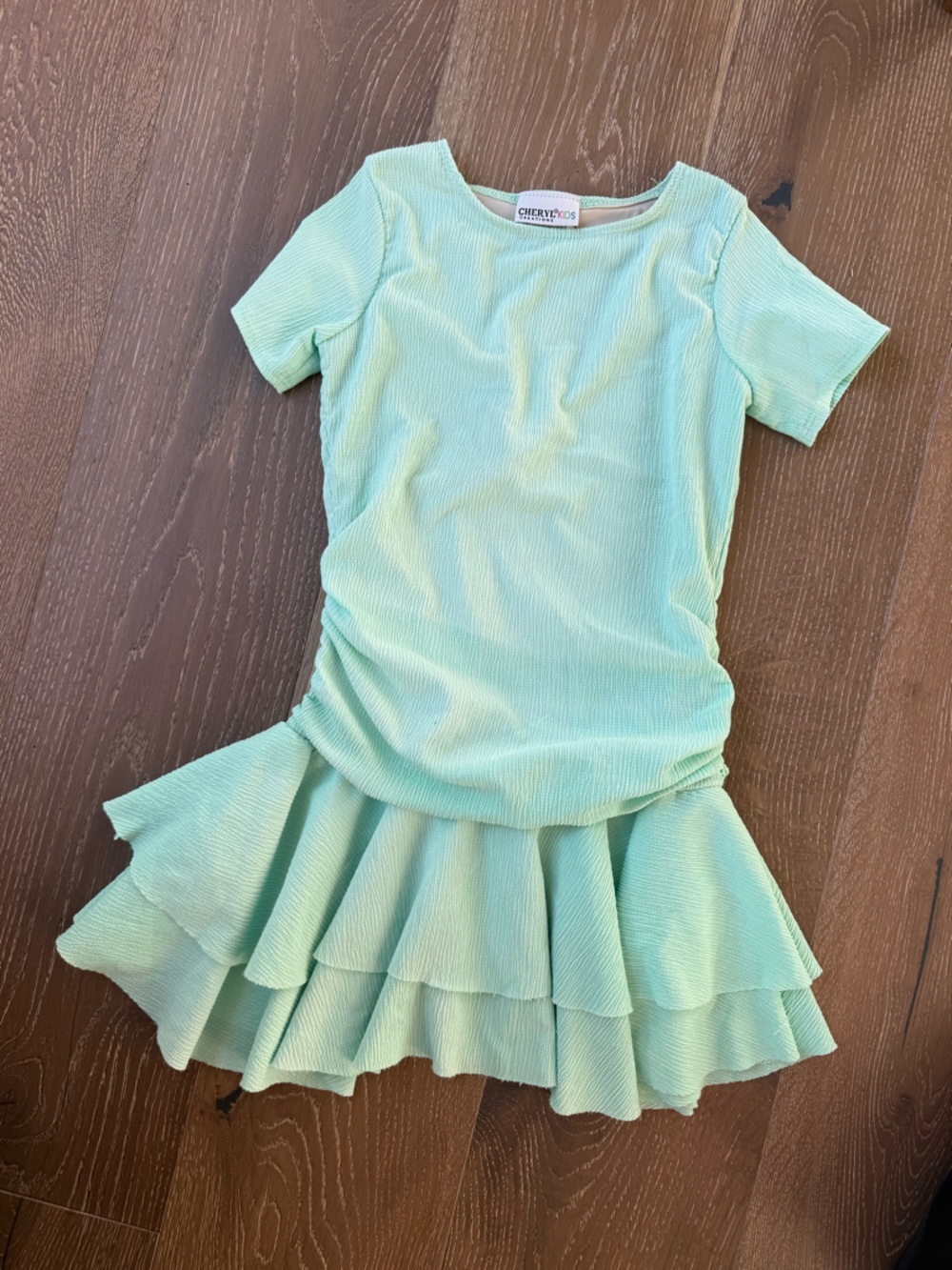 Cheryl Kids Mint Short Sleeve Ruffle Dress